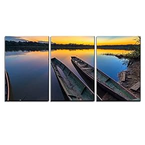 3 Piece Canvas Wall Art - Dramatic Sunset in The Amazon Rain Forest in Bolivia in Madidi National Park - Modern Home Art Stretched and Framed Ready to Hang - 16"x24"x3 Panels