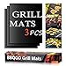 BBQGO Grill Mat, Non-Stick Reusable Barbecue Mat with PTFE Surface, High Temperature Resistant Teflon Baking Mat, Easy to Clean (Set of 3)