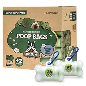 Pogi's Biodegradable Dog Poo Bags - 50 Rolls (750 Dog Bags) +2 Dog Poo Bag Holders - Ultra Thick, Leak-Proof, Scented…
