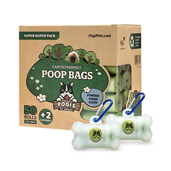 Pogis-Poop-Bags-50-Rolls-750-Dog-Poo-Bags-2-Dispensers-Scented-Leak-Proof-Biodegradable-Poo-Bags-for-Dogs Pogi's Biodegradable Dog Poo Bags - 50 Rolls (750 Dog Bags) +2 Dog Poo Bag Holders - Ultra Thick, Leak-Proof, Scented…
