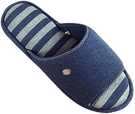 Bronze Times (TM) Unisex Anti-Slip Cozy Cotton Indoor Spa House Warm Slippers,Blue US Size 10-10.5