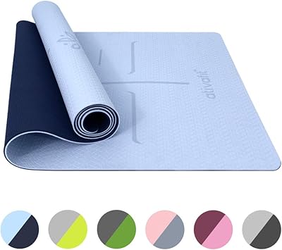 ATIVAFIT Non Slip TPE Yoga Mat Eco Friendly Exercise & Workout Mat with Carrying Strap Types of Yoga, Extra Large Exercise - 72x25.2x0.24 Inch