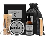 Upgraded Beard Grooming Care Kit w/Beard Shampoo Wash,Beard Growth Oil Conditioner,Beard Balm,Beard Shaper,Beard Brush,Beard Comb,Beard Scissors Gag Stocking Stuffers Christmas Gifts Set for Men Dad