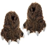 Wishpets Grizzly Bear Paw Slippers w/White Claws (Brown, M)