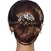 EVER FAITH Wedding Hair Accessories Austrian Crystal Simulated Pearl Floral Leaf Branch Bridal Side Comb Blue for Bride Silver-Tone
