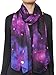 Fashion Nebula Galaxy Twinkle Stars Print Chiffon Scarf Purple