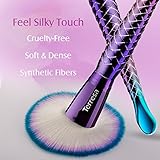 Terresa Mermaid Makeup Brushes Set, Face Foundation Blush Contour Fan Brush for Liquid Powder Makeup, Eyebrow Eyeshadow Lip Brush, Gradient Handle, Soft Dense Synthetic Bristle, 10pcs