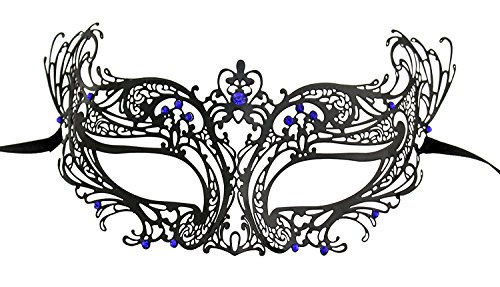 Hagora, Women's Metal With Stones Laser Cut Venetian Masquerade Gala Mask