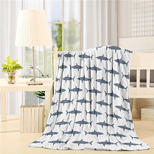 SIGOUYI Lightweight Fleece Blankets Reversible Throw Cozy Plush Microfiber All-Season Blanket for Bed/Couch - King 60x80 Inch, Sea Fish Shark