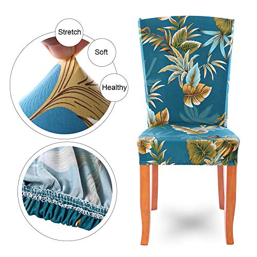 SearchI Dining Room Chair Covers Slipcovers Set of 6, Spandex Fabric Fit Stretch Removable Washable Short Parsons Kitchen Chair Covers Protector for Dining Room, Hotel, Ceremony - Thumbnail 3