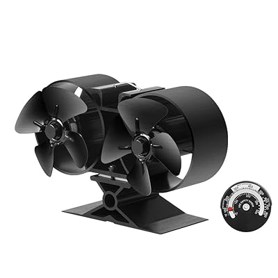 Sonyabecca Stove Fan 8 Blade Twin Motor Heat Powered Wood Stove Fans 138mm Height Fireplace Fan 31% Fuel Cost Silent for Insert Fireplace Fans