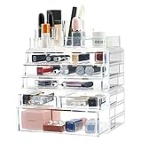 TWING Premium Acrylic Makeup Jewelry Organizer Clear 9.3x5.3x11.3 inches Cosmetic Storage Thick and Crystal Acrylic