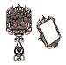 Ivenf Large Size Sun & Castle Vintage Style Foldable Make-Up Metal Hand Mirror, Basso-Relievo Castle Pattern, Bronze & Pink (Manufacturer Discontinued)
