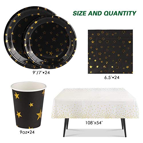 image for Aodis 169PCS Black and Gold Party Supplies Set Disposable Party Dinner
