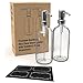 Homey Cluster - 16 Ounce - Glass - 2 Pack - Liquid Soap Dispenser with Stainless Steel Pump, Dish Soap Dispenser, Hand Soap Dispenser, Lotion Dispenser - Set of 2, Clear
