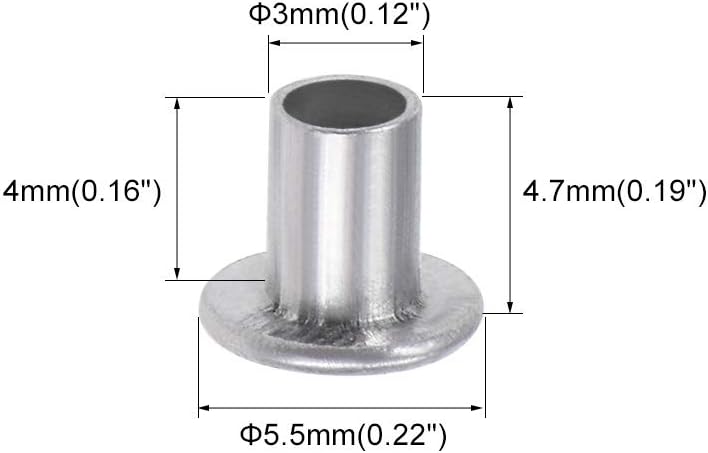 sourcing map 200 Pcs 3mm x 4mm Aluminum Flat Head Semi-Tubular Rivets Silver Tone, 200 Pcs M3 x 4mm - Image 3