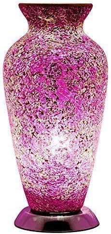 New Mosaic Vase Lamp, Glass, Pink Rose, Height: 38cm Diameter: 18cm Base Diameter: 14.5cm