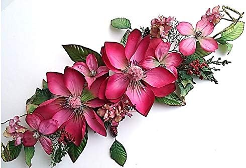 Wedding Flowers 26" Burgundy Magnolia Dogwood Swag Artificial Silk Home Party Decor th376cbu