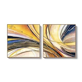 2 Piece Framed Canvas Wall Art for Living Room, Bedroom Colorful Abstract Geometry Canvas Prints for Home Decoration Ready to Hang - 16"x16"x2 Panels
