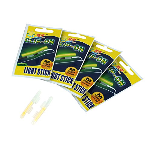 uxcell Fishing Fluorescent Rod Tip Clip-on Stick Size M 5 Bags Green Light