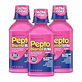 Pepto Bismol Liquid Ultra, Cherry Flavor, 12 fl oz, 3 Pack, Nausea, Heartburn, Indigestion, Upset Stomach, and Diarrhea Relief