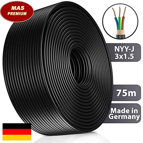 Erdkabel Starkstromkabel Von 5m bis 170m NYY-J 3x1,5 mm² Elektrokabel Ring zur Verlegung im Freien, Erdreich (75m) – Bild 3