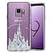 Unov Case Compatible with Galaxy S9 Case Clear with Design Soft TPU Shock Absorption Slim Embossed Pattern Protective Back Cover (Watercolor Castle)