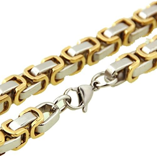 5mm Fashion Men's Stainless Steel Neck Jewelry Silver Gold Tone Byzantine Chain Necklace,16-40"(20")