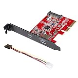 Inateck PCI-E to USB 3.1 PCI Express Card Including Type A and Type C Ports USB 3.1 Gen 2 SuperSpeed 10Gbps with 15-Pin SATA Power Connector and Asmedia Chip for Windows 7/8/8.1/10/Linux Kernel