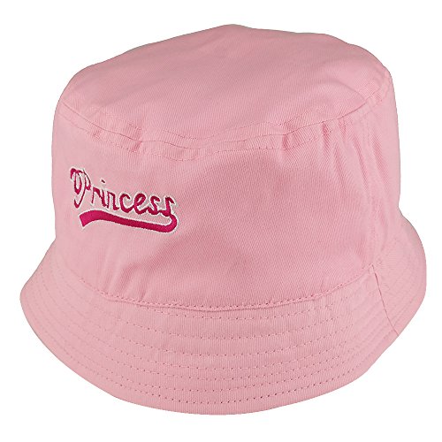 Girl's Princess Embroidered Youth Size Cotton Bucket Hat - PINK - 48CM