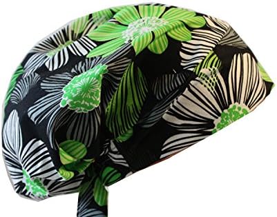 Scrub Hat Chemo Cap NEW European BOHO Pixie Bad Hair Day MANY Colors (lime black)