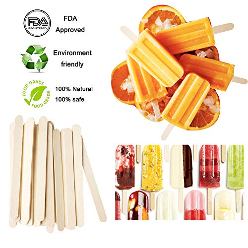 Popsicle Molds Set- 6 Ice Pop Makers + 50 Popsicle Sticks + 50 Popsicle Bags + Silicone Funnel + Cleaning Brush- by Miaowoof