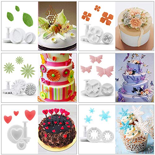 LIKETURE Fondant Tools Kit 114pcs Fondant Cake Decorating Supplies for Sugarcraft Icing Cookies Fondant Molds with Letter Cutters Plunger Smoother Rolling Pin Leaf Flower Modelling for Beginner DIY