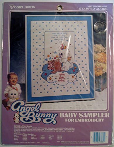 Angel Bunny Baby Sampler SWEET LITTLE BABY Stamped for Embroidery (To Fit Frame 11x14 Inches) #9758A