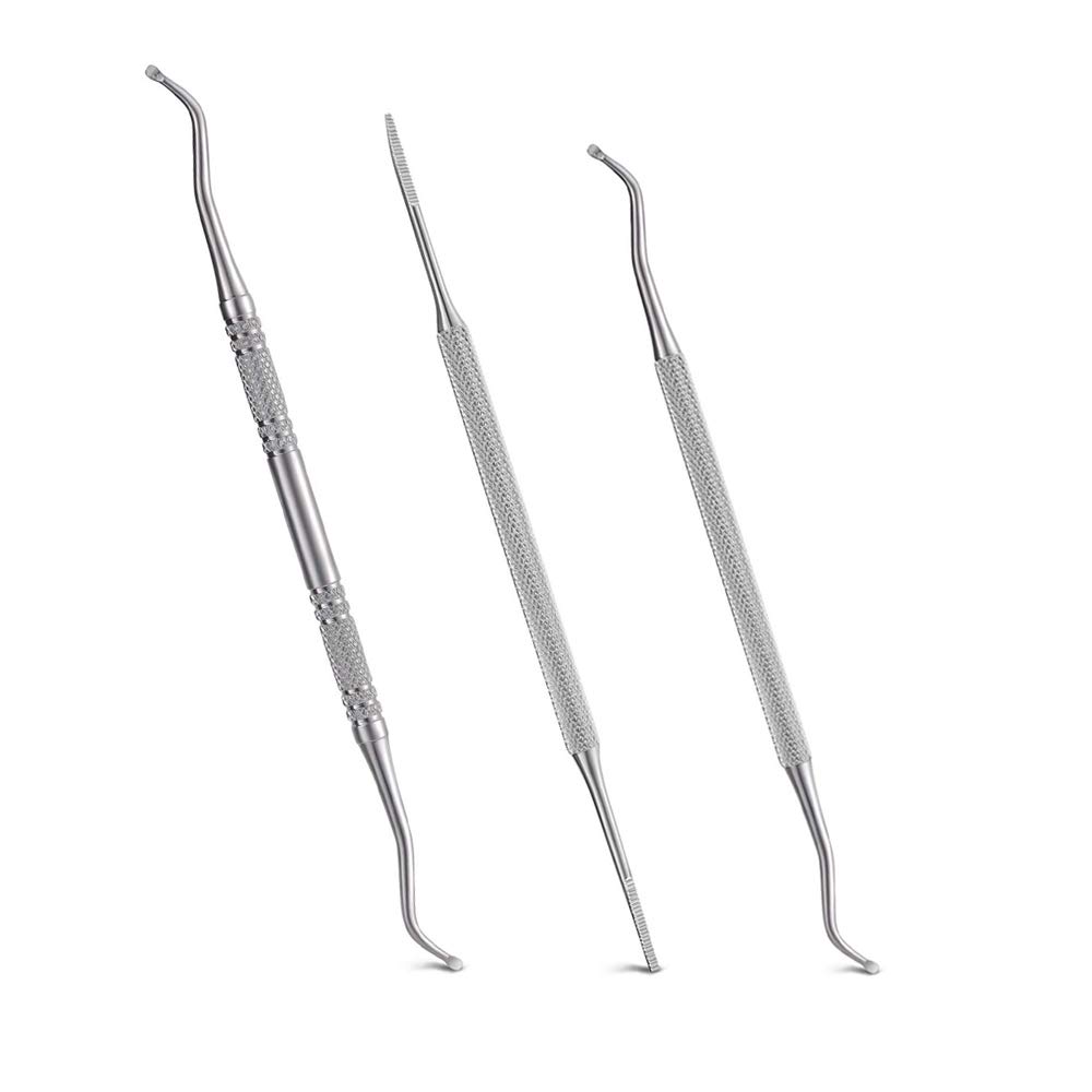 Ingrown Toenail Tool, 3 Pack Stainless Steel Ingrown Toenail File Kit Double Sided Pedicure Nail File Lifter Spoon Nail Pusher Cleaner Pedicure Tools: Beauty