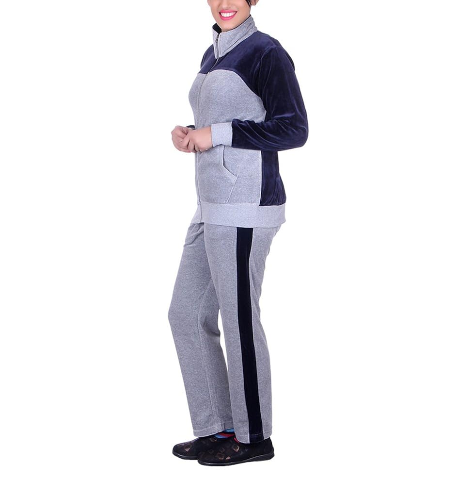 vivid bharti style collar cotton velvet/shearing tracksuit