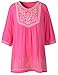Lanmo Women Embroidery Peasant Tops Summer Dressy Shirt