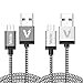 USB Cable, Veckle 6.6ft Micro USB to USB Braided Cable, Quick Charge and High Speed Data Sync for Android, Samsung, HTC, Motorola, Nokia and More, Grey & Silver