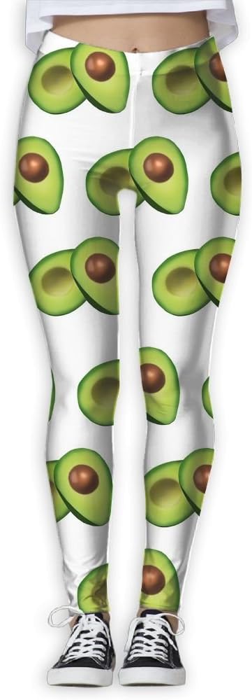 WHOET MOOE Green Avocado Womens Yoga Workout Leggings Pants Patterned Skinny Pants Full Length Athletic Trousers !