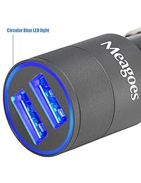 Meagoes - Adaptador de cargador de coche USB con doble puerto inteligente, compatible con iPhone 8 X Plus 7 6s 6, iPad Pro Mini, Samsung Galaxy S9 Plus S9 S8 S7, Note 9 8, Google Pixel, Moto Z, LG G7 V40, HTC