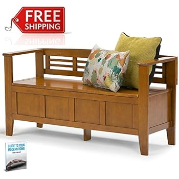 Amazon Com Rustic Wooden Storage Bench White Seat For Entryway