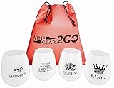 4 Wine Glasses Unbreakable W/Bag-Great Gift Food Grade Silicone Funny and Durable Shatterproof Stemless Great for Wine Beer Whiskey Cocktail any Beverage Outdoor Party Pool Camping Beach Too Funny