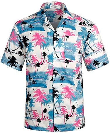 APTRO Men's Hawaiian Shirt Short Sleeve Flower Shirt HW009 XXXL