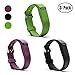 Hotodeal Replacement Bands for Fitbit Flex, Fashion Adjustable Silicone Sport Wristband with Chrome Clasp and Fastener Buckle, Prevent Tracker Falling Off, Comfortable, Pack of 3 (Black+Purple+Green)