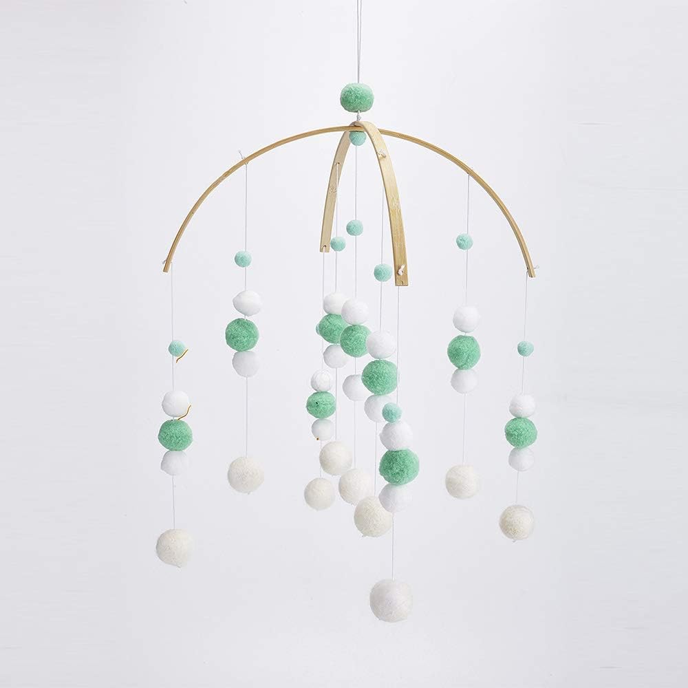 WDDH Baby Crib Mobile,Sleeper Mobile Felt Ball Wooden Beads Wind Chime Hanging Ornament Baby Rattle Mobile for Your Boy or Girl Babies Bed Room