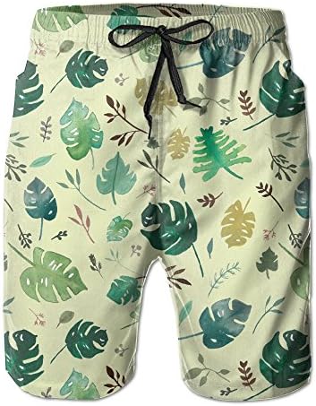 Man Tropical Leaves Pattern Comfortable Beach Shorts