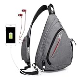 KAKA Sling Bag for Travel Hiking Camping Small Backpack,Anti Theft RFID Purse Crossbody Backpack Adjustable Shoulder Strap - Compact Backpack for Men Women(gray)