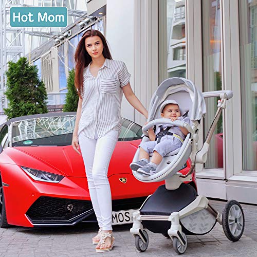 Baby Stroller 360 Rotation Function,Hot Mom Pushchair Pram,New Style 2020,Grey Leaves - Thumbnail 3