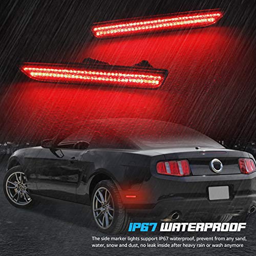 RUXIFEY Smoked LED Side Marker Lights Rear Sidemarker Lamps Compatible with Ford Mustang 2010 to 2014 Red - Pack of 2 - Thumbnail 4