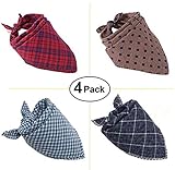 PUPTECK 4 pcs Plaid Dog Bandana Scarfs - Reversible Pet Triangle Bibs Bibs Accessories